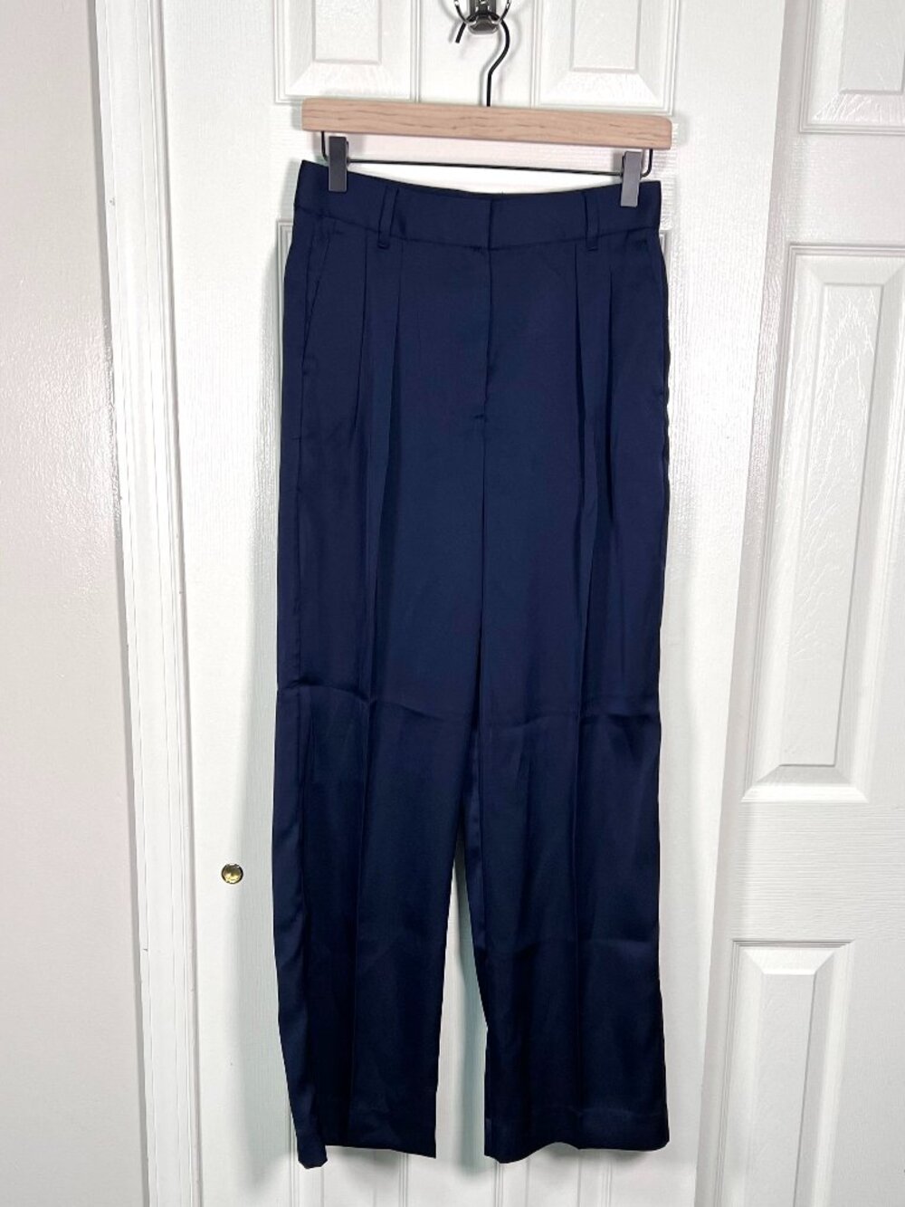 Banana Republic Factory Pleated Wide Leg Trouser Navy Size 0 NWT
